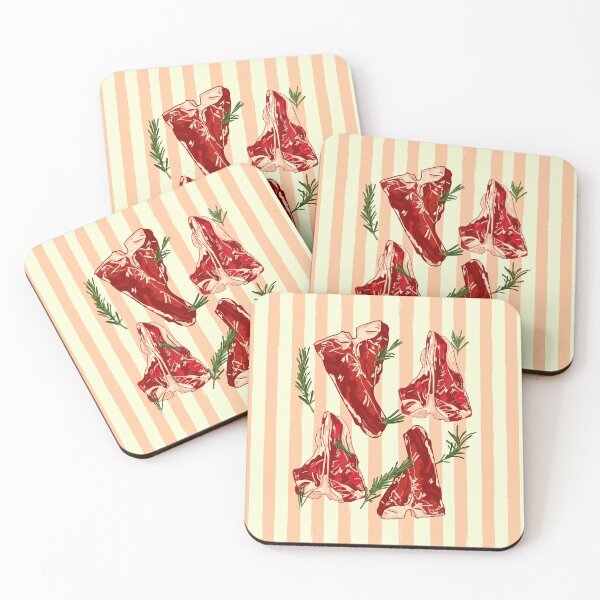 Item preview, T-Bone Steak Rosemary Retro Striped Food Aesthetic designed and sold by MaiZephyr.
