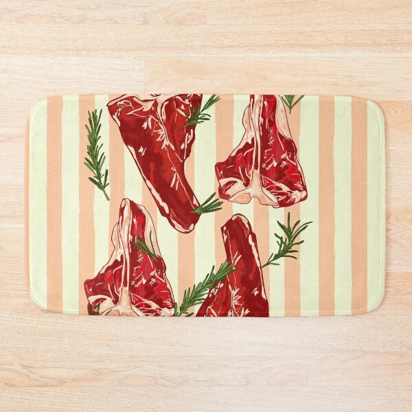 Item preview, T-Bone Steak Rosemary Retro Striped Food Aesthetic designed and sold by MaiZephyr.
