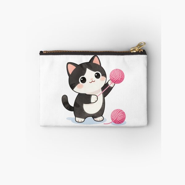 Item preview, Cute Kawaii Tuxedo Cat Playing with Yarn designed and sold by tobbyasz.