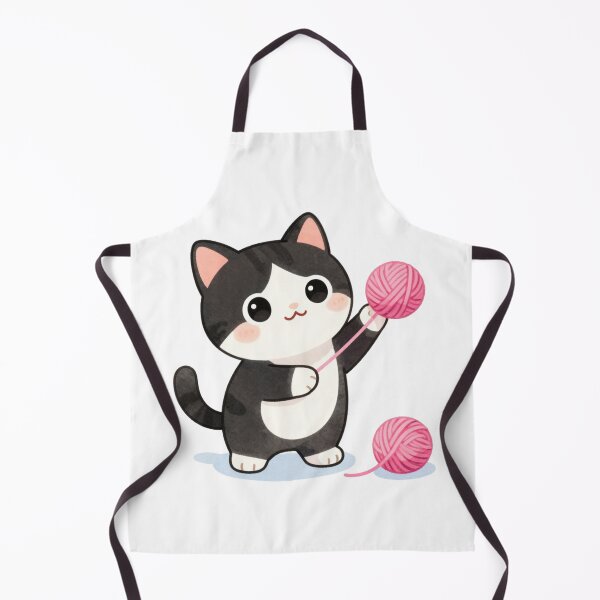 Item preview, Cute Kawaii Tuxedo Cat Playing with Yarn designed and sold by tobbyasz.
