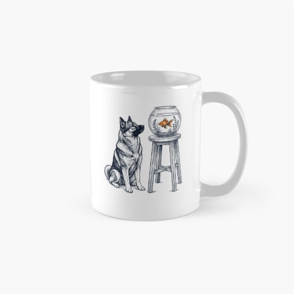 Item preview, Vintage Norwegian Elkhound with Goldfish Dog Lover designed and sold by dian-rody-crest.