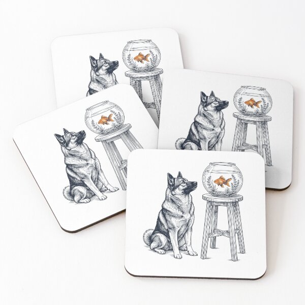 Item preview, Vintage Norwegian Elkhound with Goldfish Dog Lover designed and sold by dian-rody-crest.