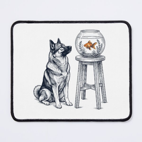 Item preview, Vintage Norwegian Elkhound with Goldfish Dog Lover designed and sold by dian-rody-crest.
