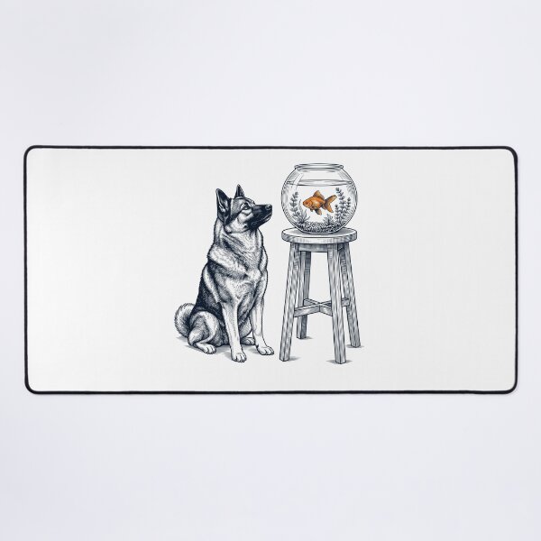 Item preview, Vintage Norwegian Elkhound with Goldfish Dog Lover designed and sold by dian-rody-crest.