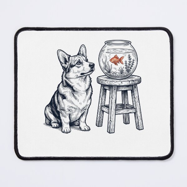 Item preview, Vintage Pembroke Welsh Corgi with Goldfish Dog Lover designed and sold by dian-rody-crest.