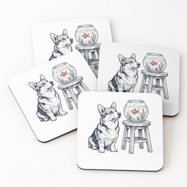 Item preview, Vintage Pembroke Welsh Corgi with Goldfish Dog Lover designed and sold by dian-rody-crest.