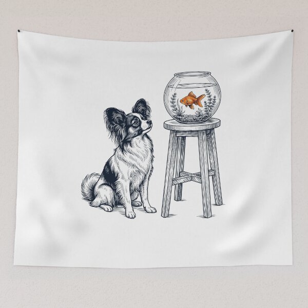 Item preview, Vintage Papillon with Goldfish Dog Lover designed and sold by dian-rody-crest.