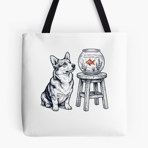 Item preview, Vintage Pembroke Welsh Corgi with Goldfish Dog Lover designed and sold by dian-rody-crest.