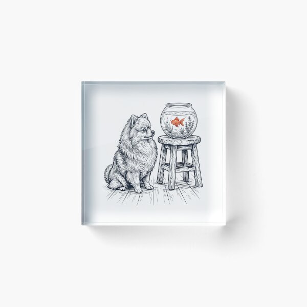 Item preview, Vintage Pomeranian with Goldfish Dog Lover designed and sold by dian-rody-crest.