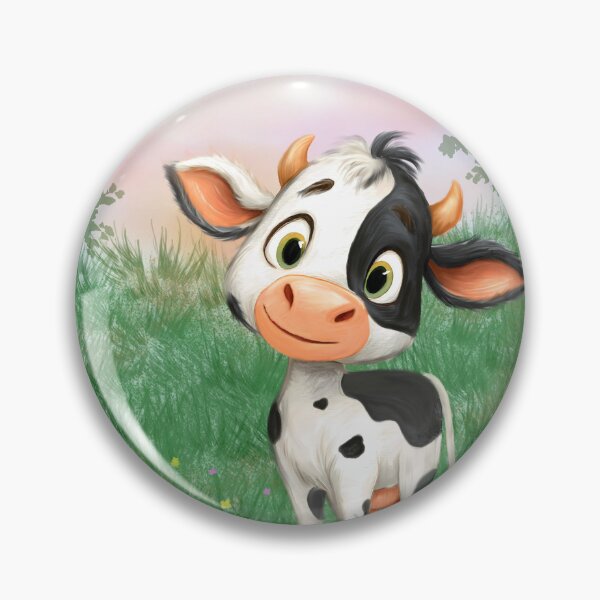 Item preview, Cute Baby Cow in Flower Field Watercolor Nursery Art designed and sold by ARTZDIG.