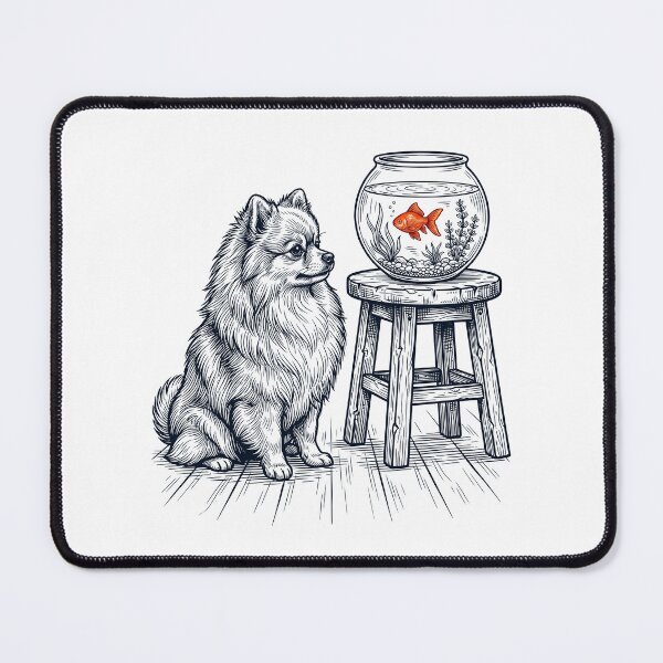 Item preview, Vintage Pomeranian with Goldfish Dog Lover designed and sold by dian-rody-crest.
