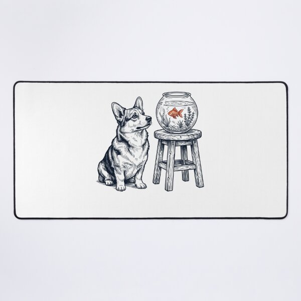Item preview, Vintage Pembroke Welsh Corgi with Goldfish Dog Lover designed and sold by dian-rody-crest.