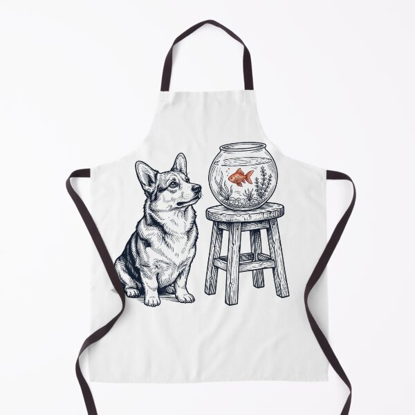 Item preview, Vintage Pembroke Welsh Corgi with Goldfish Dog Lover designed and sold by dian-rody-crest.