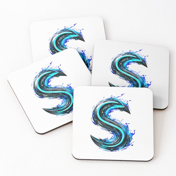 Item preview, AquaFlare Cipher The Teal Inferno Letter S designed and sold by BlissBlvdShop.