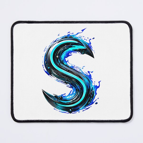 Item preview, AquaFlare Cipher The Teal Inferno Letter S designed and sold by BlissBlvdShop.