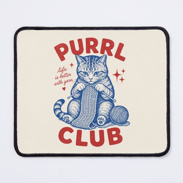 Item preview, Purrl Club Knitting Cat Retro Yarn Lover Feline designed and sold by Y-Vibes.