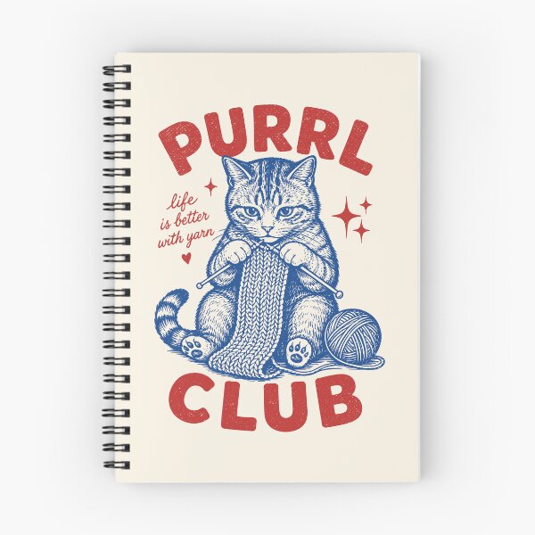Item preview, Purrl Club Knitting Cat Retro Yarn Lover Feline  designed and sold by Y-Vibes.