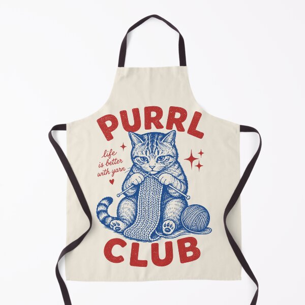 Item preview, Purrl Club Knitting Cat Retro Yarn Lover Feline designed and sold by Y-Vibes.