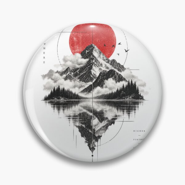 Item preview, Mountain Red Sun — Japanese Inspired Minimalist Nature Art designed and sold by mari0n980.