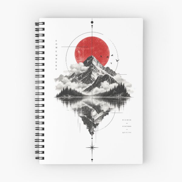 Item preview, Mountain Red Sun — Japanese Inspired Minimalist Nature Art designed and sold by mari0n980.