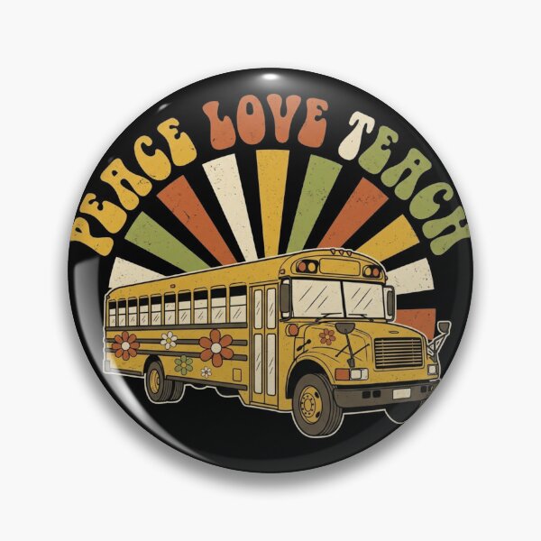 Item preview, Peace Love Teach Retro Groovy School Bus Teacher Back To School designed and sold by TeNovaStudio ⭐⭐⭐⭐⭐.