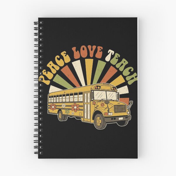 Item preview, Peace Love Teach Retro Groovy School Bus Teacher Back To School designed and sold by TeNovaStudio ⭐⭐⭐⭐⭐.