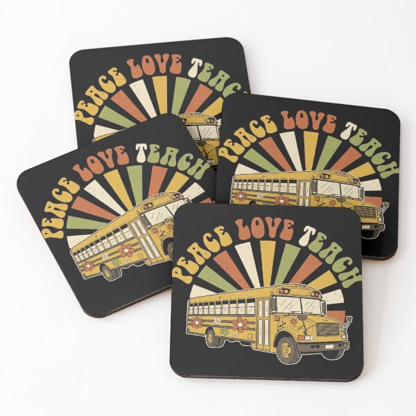 Item preview, Peace Love Teach Retro Groovy School Bus Teacher Back To School designed and sold by TeNovaStudio ⭐⭐⭐⭐⭐.