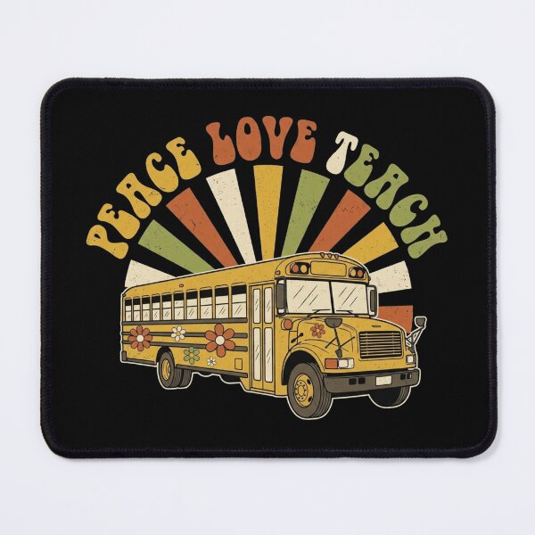 Item preview, Peace Love Teach Retro Groovy School Bus Teacher Back To School designed and sold by TeNovaStudio ⭐⭐⭐⭐⭐.
