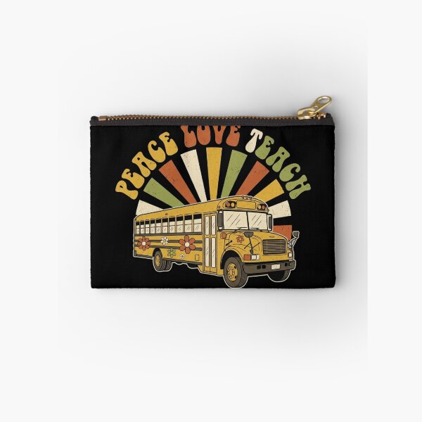 Item preview, Peace Love Teach Retro Groovy School Bus Teacher Back To School designed and sold by TeNovaStudio ⭐⭐⭐⭐⭐.