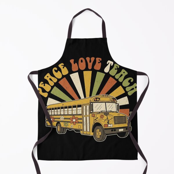 Item preview, Peace Love Teach Retro Groovy School Bus Teacher Back To School designed and sold by TeNovaStudio ⭐⭐⭐⭐⭐.