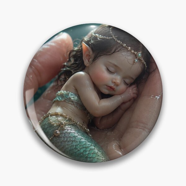 Item preview, Tiny Sleeping Mermaid Baby in a Hand – Magical Underwater Fantasy Art designed and sold by Bhaskar Digital Art.