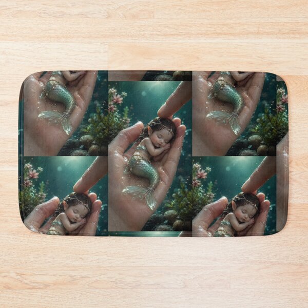 Item preview, Tiny Sleeping Mermaid Baby in a Hand – Magical Underwater Fantasy Art designed and sold by Bhaskar Digital Art.