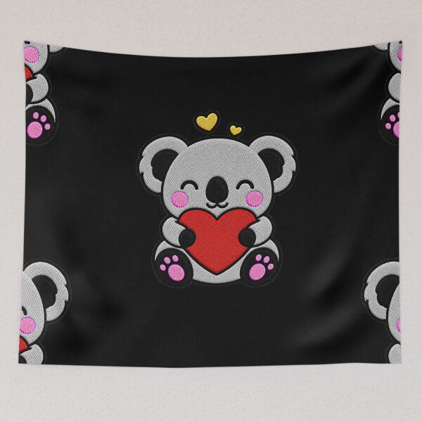 Item preview, Cute Koala Hugging Red Heart Kawaii Embroidery Patch designed and sold by ColorSplash123.