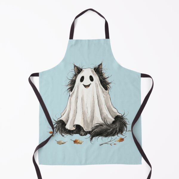 Item preview, Fluffy Black Cat in Sheet Ghost Costume Halloween Watercolor designed and sold by BreezifyDesignStudio.