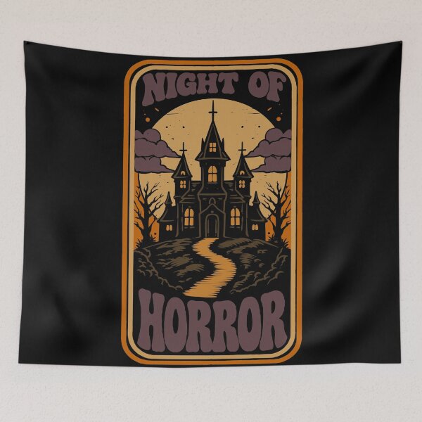Item preview, Night of Horror Vintage Halloween Shirt, Haunted Gothic Castle T-Shirt, Spooky Retro Horror Halloween Design designed and sold by phsycartwork.