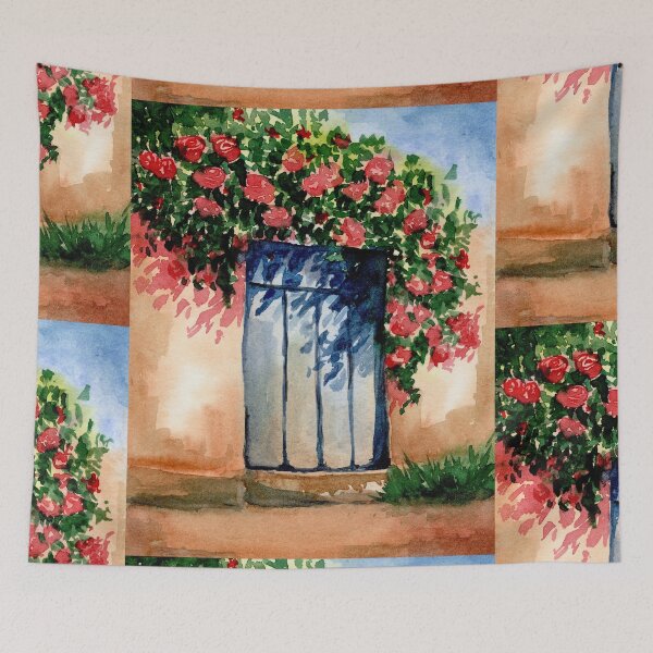Item preview, The Door Beneath the Roses, Floral Doorway Watercolour designed and sold by ArithraStudio.