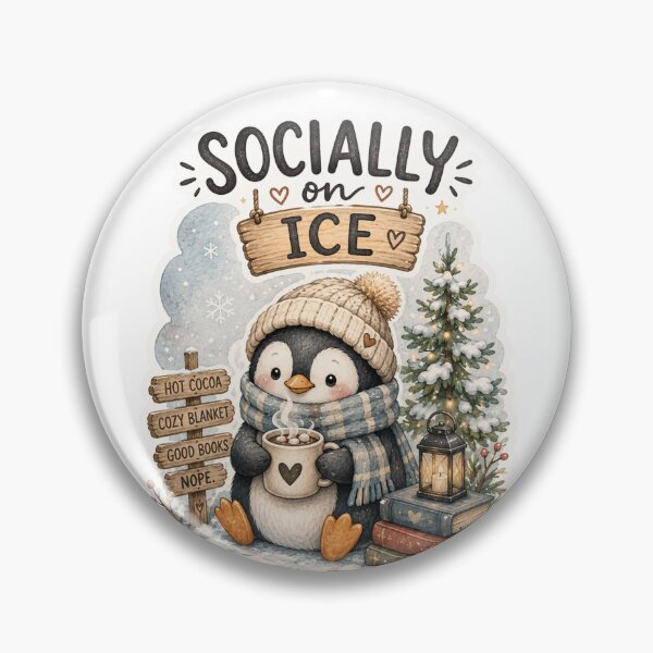 Item preview, Socially on Ice | Cute Penguin Winter Sticker designed and sold by DreamyBrushArt.