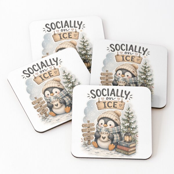 Item preview, Socially on Ice | Cute Penguin Winter Sticker designed and sold by DreamyBrushArt.