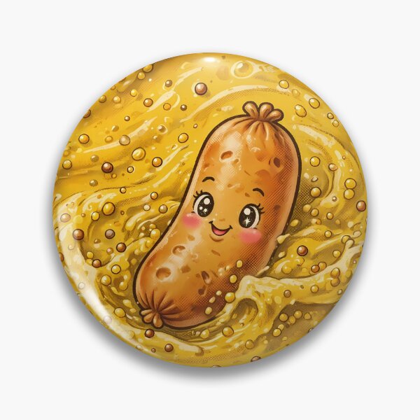 Item preview, Kawaii Sausage Swimming in Mustard designed and sold by m-y-A-I-A-R-T-.