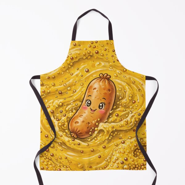 Item preview, Kawaii Sausage Swimming in Mustard designed and sold by m-y-A-I-A-R-T-.