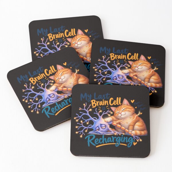Item preview, My Last Brain Cell Is Recharging – Funny Cat & Neuron Design designed and sold by Tadeusz1.