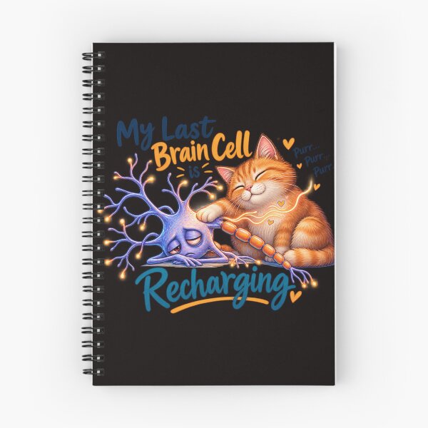 Item preview, My Last Brain Cell Is Recharging – Funny Cat & Neuron Design designed and sold by Tadeusz1.