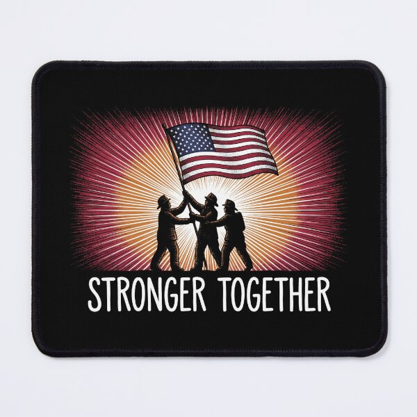 Item preview, Stronger Together Firefighters Raising Flag Ground Zero Patriot Day designed and sold by TeNovaStudio ⭐⭐⭐⭐⭐.