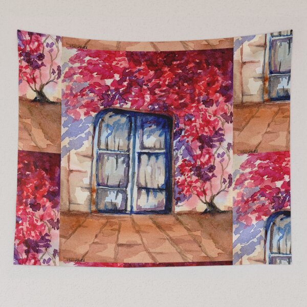 Item preview, The Garden Became the Roof, Blue Door Watercolour designed and sold by ArithraStudio.