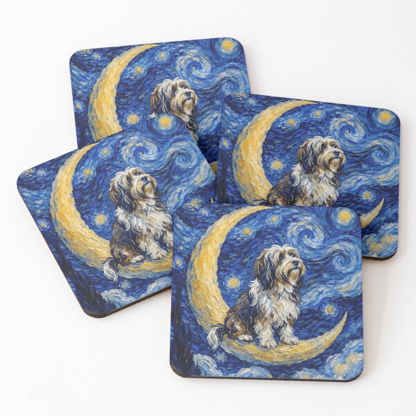 Item preview, Funny Tibetan Terrier Starry Night Painting Cute Moon Stars Mom Dad Kids designed and sold by FurryHavenPH.