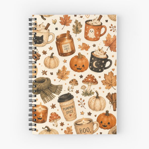 Item preview, Cozy Autumn Halloween Pumpkin Spice Mushrooms Fall Pattern designed and sold by DreamPixelPrint.