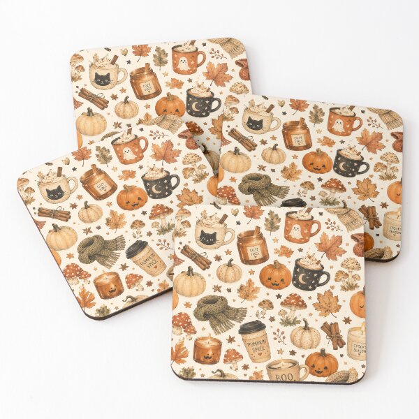 Item preview, Cozy Autumn Halloween Pumpkin Spice Mushrooms Fall Pattern designed and sold by DreamPixelPrint.