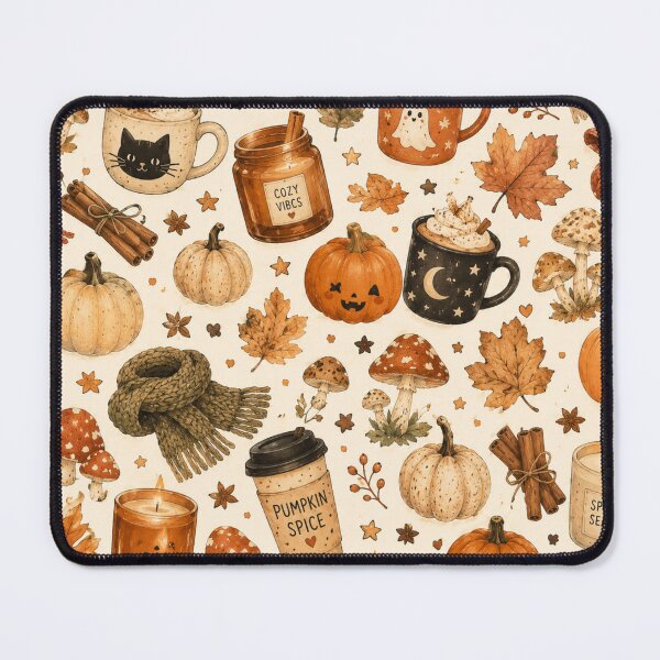 Item preview, Cozy Autumn Halloween Pumpkin Spice Mushrooms Fall Pattern designed and sold by DreamPixelPrint.