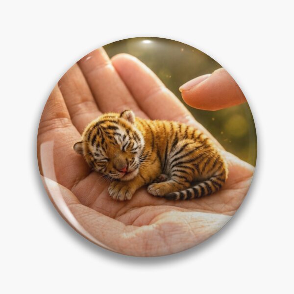 Item preview, Baby Tiger in Gentle Hands Under Golden Sunlight designed and sold by Bhaskar Digital Art.