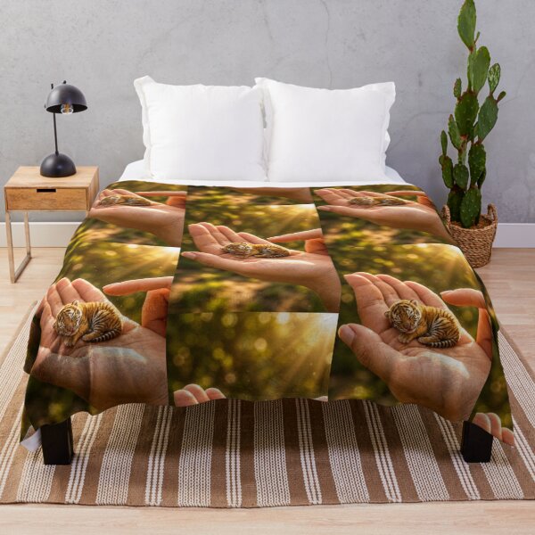 Item preview, Baby Tiger in Gentle Hands Under Golden Sunlight designed and sold by Bhaskar Digital Art.